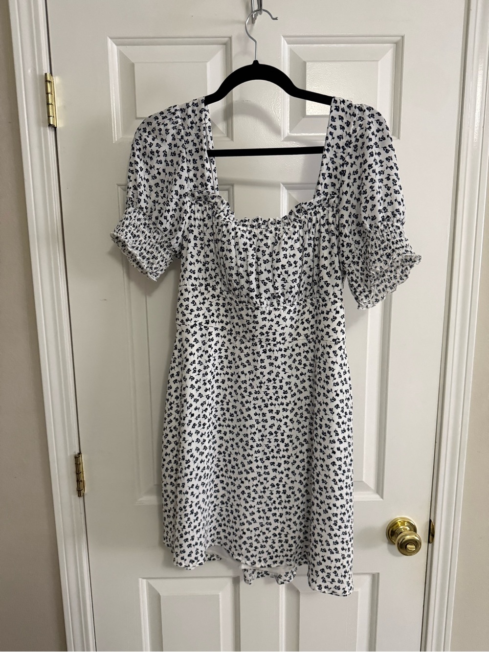 Altar’d State Mini Dress with White & Navy Floral Print